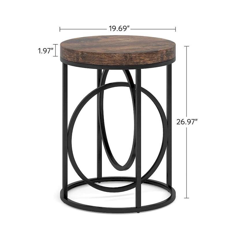 Table d'appoint ronde, blanc/doré ou marron/noir, cadre en métal, 1 ou 2 pièces