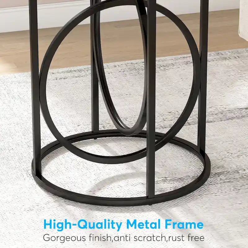 Table d'appoint ronde, blanc/doré ou marron/noir, cadre en métal, 1 ou 2 pièces