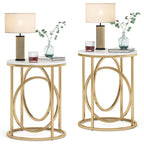 Table d'appoint ronde, blanc/doré ou marron/noir, cadre en métal, 1 ou 2 pièces
