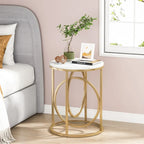 Table d'appoint ronde, blanc/doré ou marron/noir, cadre en métal, 1 ou 2 pièces