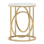 Table d'appoint ronde, blanc/doré ou marron/noir, cadre en métal, 1 ou 2 pièces