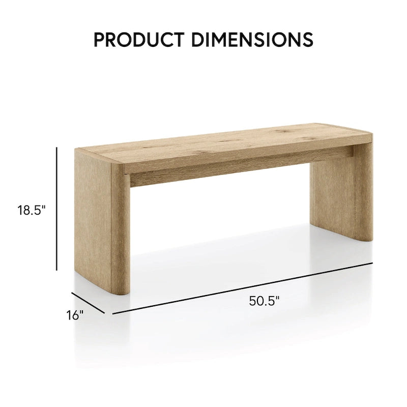 Banc de salle à manger en chêne, 2 places, 129,5 cm