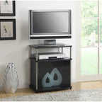 Meuble TV 26" avec armoire en verre, simple, noir/blanc/cerise/gris/bouleau