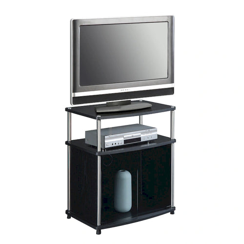Meuble TV 26" avec armoire en verre, simple, noir/blanc/cerise/gris/bouleau