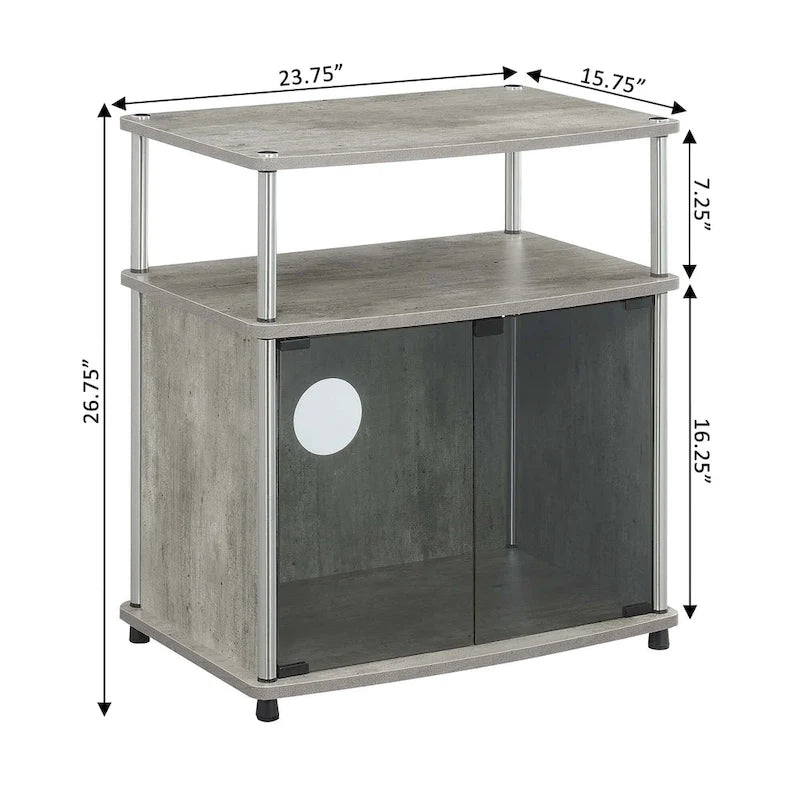 Meuble TV 26" avec armoire en verre, simple, noir/blanc/cerise/gris/bouleau