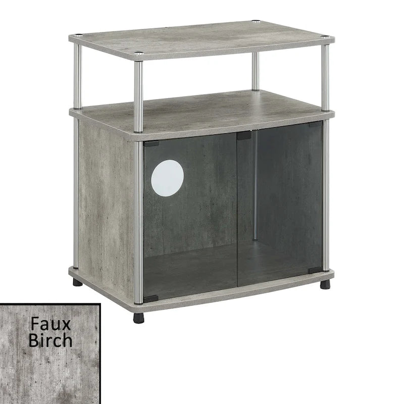 Meuble TV 26" avec armoire en verre, simple, noir/blanc/cerise/gris/bouleau