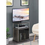 Meuble TV 26" avec armoire en verre, simple, noir/blanc/cerise/gris/bouleau