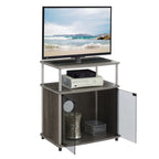 Meuble TV 26" avec armoire en verre, simple, noir/blanc/cerise/gris/bouleau