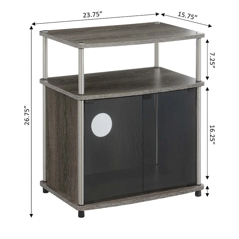 Meuble TV 26" avec armoire en verre, simple, noir/blanc/cerise/gris/bouleau