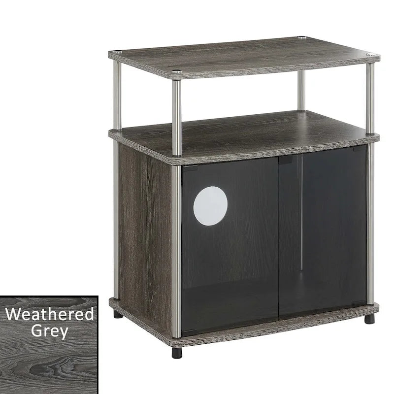 Meuble TV 26" avec armoire en verre, simple, noir/blanc/cerise/gris/bouleau