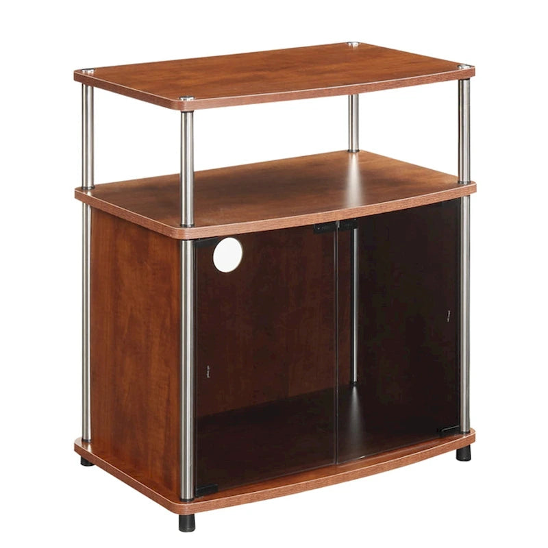 Meuble TV 26" avec armoire en verre, simple, noir/blanc/cerise/gris/bouleau