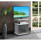 Meuble TV 26" avec armoire en verre, simple, noir/blanc/cerise/gris/bouleau
