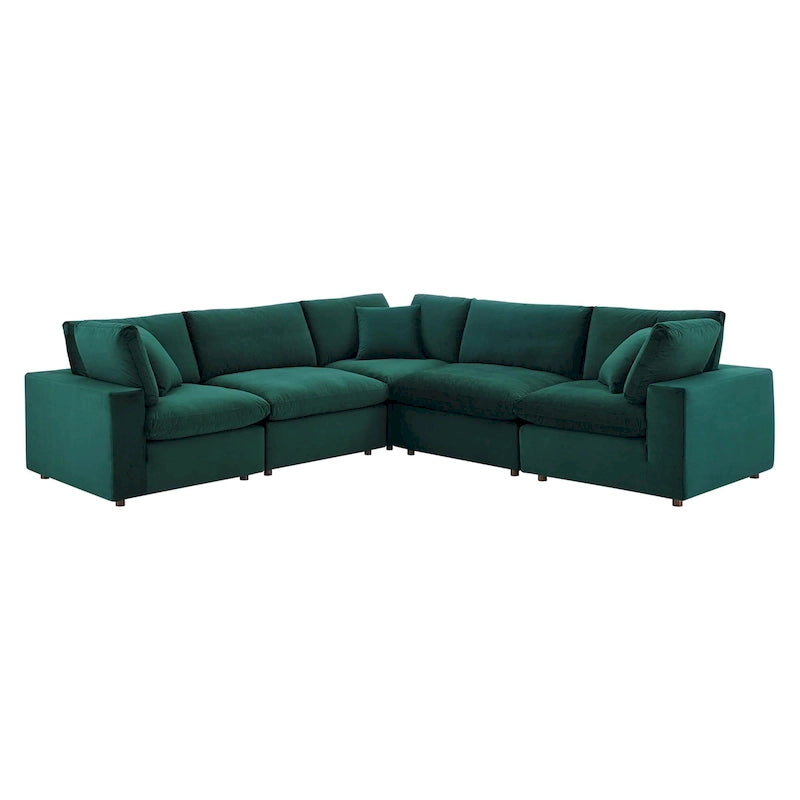 Canapé d'angle moderne en velours multicolore 5 places, 5 personnes