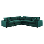 Canapé d'angle moderne en velours multicolore 5 places, 5 personnes