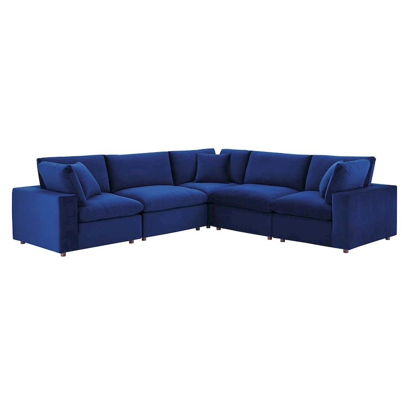 Canapé d'angle moderne en velours multicolore 5 places, 5 personnes