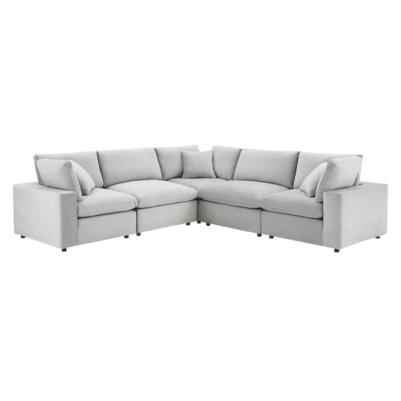 Canapé d'angle moderne en velours multicolore 5 places, 5 personnes