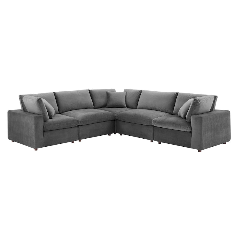 Canapé d'angle moderne en velours multicolore 5 places, 5 personnes