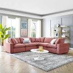 Canapé d'angle moderne en velours multicolore 5 places, 5 personnes