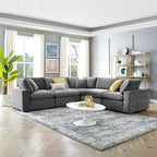 Canapé d'angle moderne en velours multicolore 5 places, 5 personnes