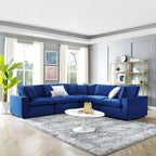 Canapé d'angle moderne en velours multicolore 5 places, 5 personnes