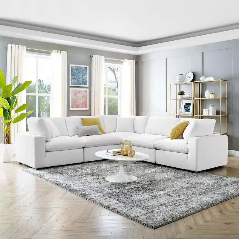 Canapé d'angle moderne en velours multicolore 5 places, 5 personnes