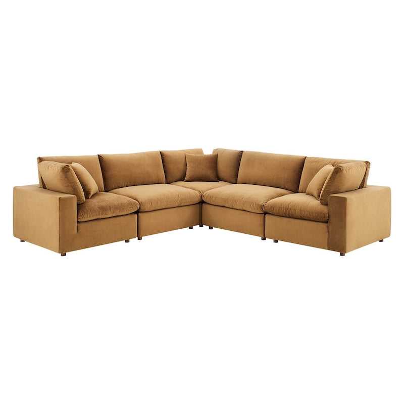 Canapé d'angle moderne en velours multicolore 5 places, 5 personnes