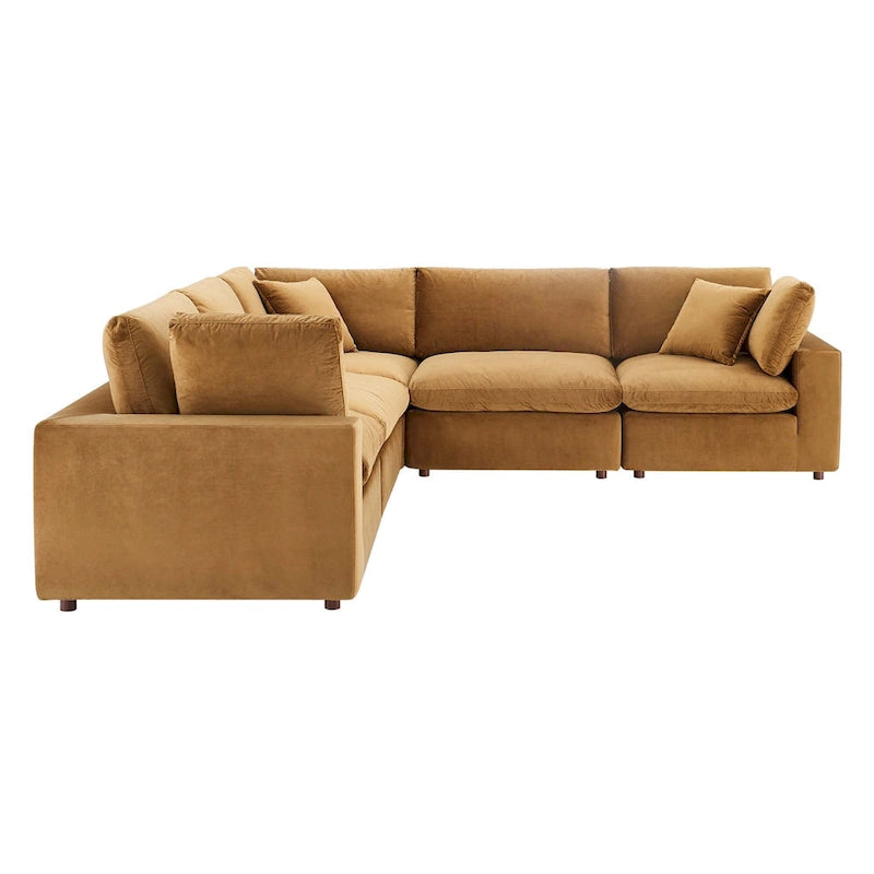 Canapé d'angle moderne en velours multicolore 5 places, 5 personnes