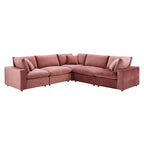 Canapé d'angle moderne en velours multicolore 5 places, 5 personnes
