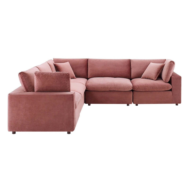 Canapé d'angle moderne en velours multicolore 5 places, 5 personnes
