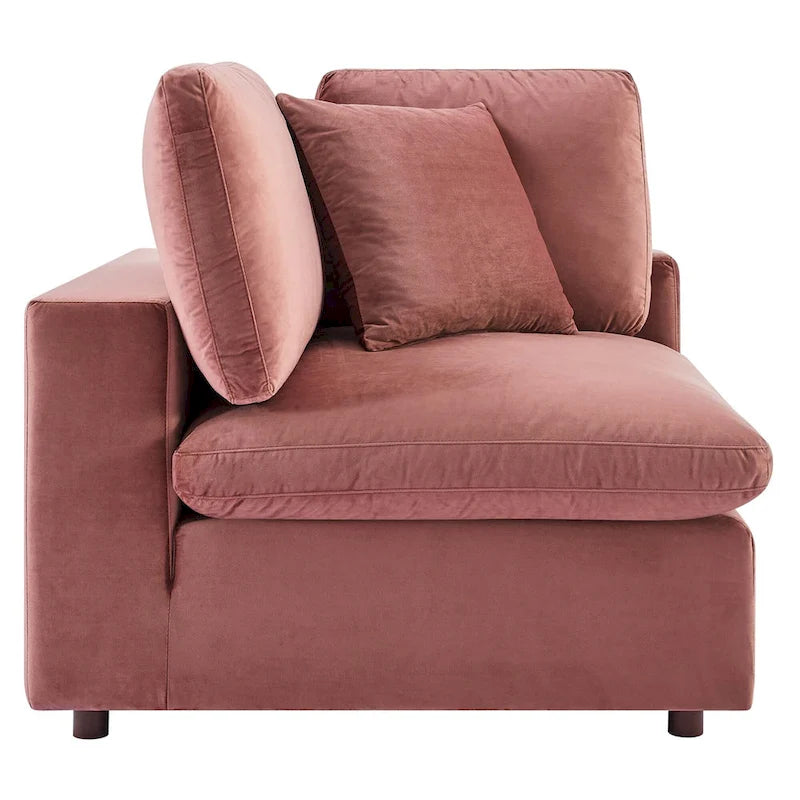 Canapé d'angle moderne en velours multicolore 5 places, 5 personnes