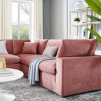 Canapé d'angle moderne en velours multicolore 5 places, 5 personnes