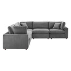 Canapé d'angle moderne en velours multicolore 5 places, 5 personnes