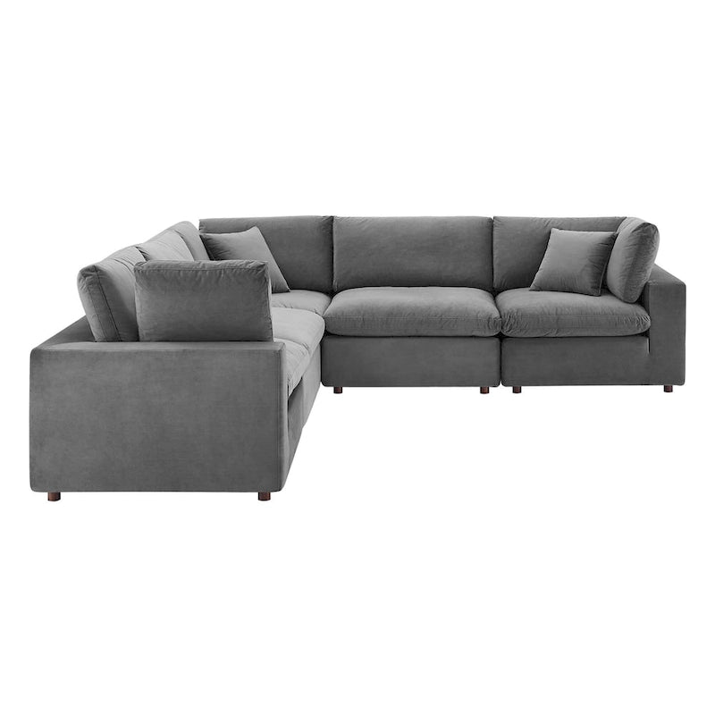 Canapé d'angle moderne en velours multicolore 5 places, 5 personnes
