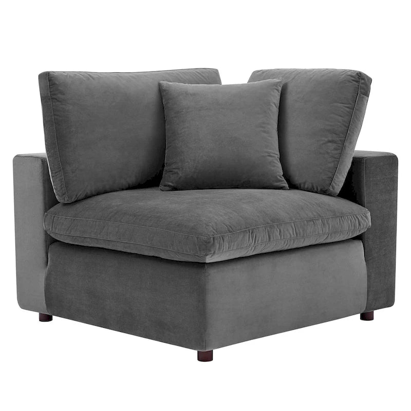 Canapé d'angle moderne en velours multicolore 5 places, 5 personnes