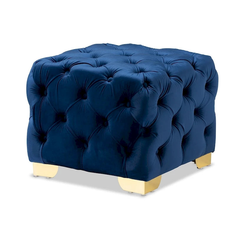Repose-pieds glamour en velours – Siège simple - Bourgogne / Rose / Beige / Bleu / Gris