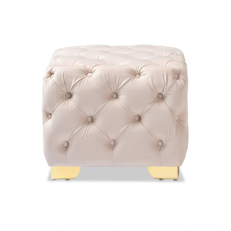 Repose-pieds glamour en velours – Siège simple - Bourgogne / Rose / Beige / Bleu / Gris