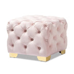 Repose-pieds glamour en velours – Siège simple - Bourgogne / Rose / Beige / Bleu / Gris