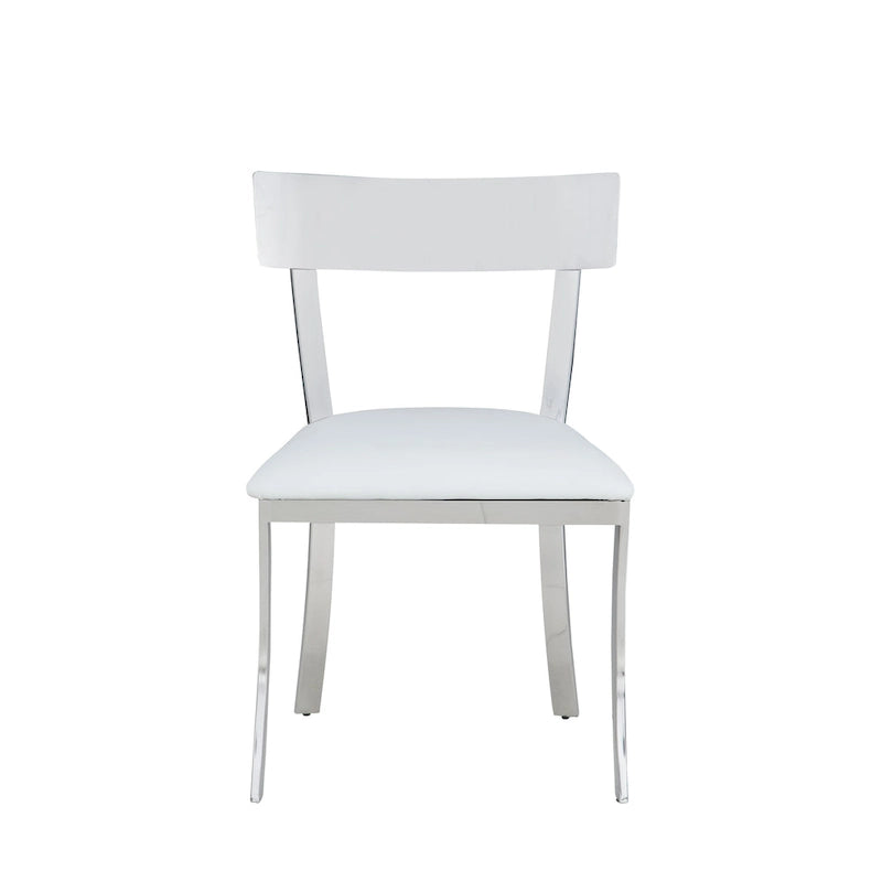 Chaise de salle à manger en similicuir, dossier incurvé, blanc/gris, lot de 2