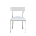 Chaise de salle à manger en similicuir, dossier incurvé, blanc/gris, lot de 2