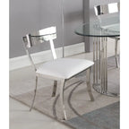 Chaise de salle à manger en similicuir, dossier incurvé, blanc/gris, lot de 2