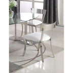 Chaise de salle à manger en similicuir, dossier incurvé, blanc/gris, lot de 2