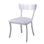 Chaise de salle à manger en similicuir, dossier incurvé, blanc/gris, lot de 2