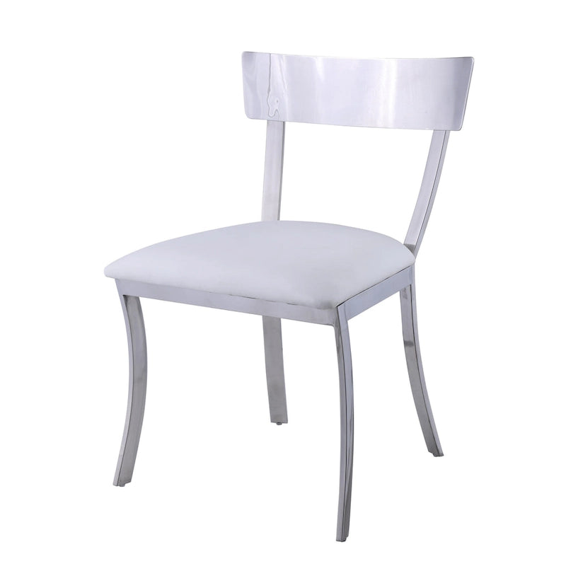 Chaise de salle à manger en similicuir, dossier incurvé, blanc/gris, lot de 2