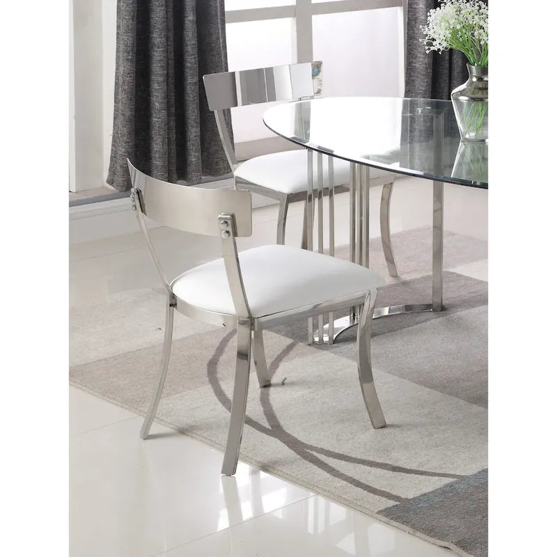 Chaise de salle à manger en similicuir, dossier incurvé, blanc/gris, lot de 2