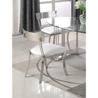 Chaise de salle à manger en similicuir, dossier incurvé, blanc/gris, lot de 2