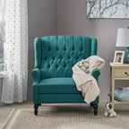 Fauteuil inclinable à dossier capitonné | Coussin en tissu et pieds marron foncé | 1 place