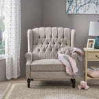 Fauteuil inclinable à dossier capitonné | Coussin en tissu et pieds marron foncé | 1 place