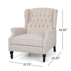 Fauteuil inclinable à dossier capitonné | Coussin en tissu et pieds marron foncé | 1 place