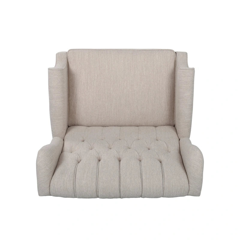 Fauteuil inclinable à dossier capitonné | Coussin en tissu et pieds marron foncé | 1 place