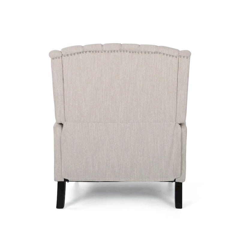 Fauteuil inclinable à dossier capitonné | Coussin en tissu et pieds marron foncé | 1 place